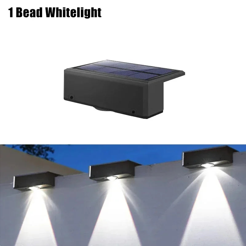 1/2/6 Pcs Outdoor Solar Wall Light Waterproof Fence Lamp Ultra Strong Spotlight Illumination for Garden Fence or Exterior Wall