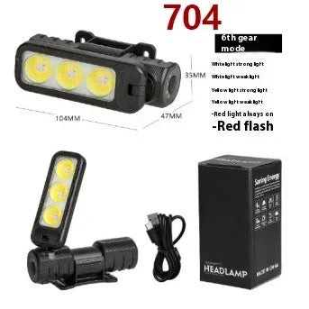 ចង្កៀងមុខ LED អាចសាកបាន ចង្កៀងមុខភ្លឺខ្លាំង មាន 6 របៀប ចង្កៀងមុខការពារទឹក ពិលសម្រាប់បោះតង់