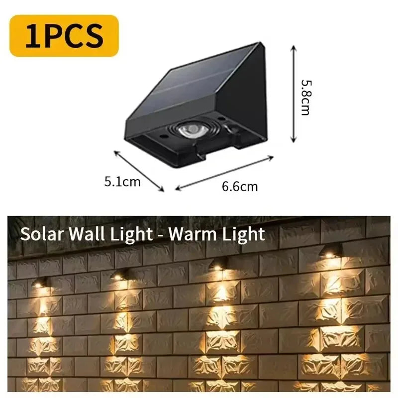 LED Solar Wall Light Outdoor Waterproof IP54 Lamp Solar Powered Porch Light for Garden Yard Balcony Patio Pathway Step Lighting