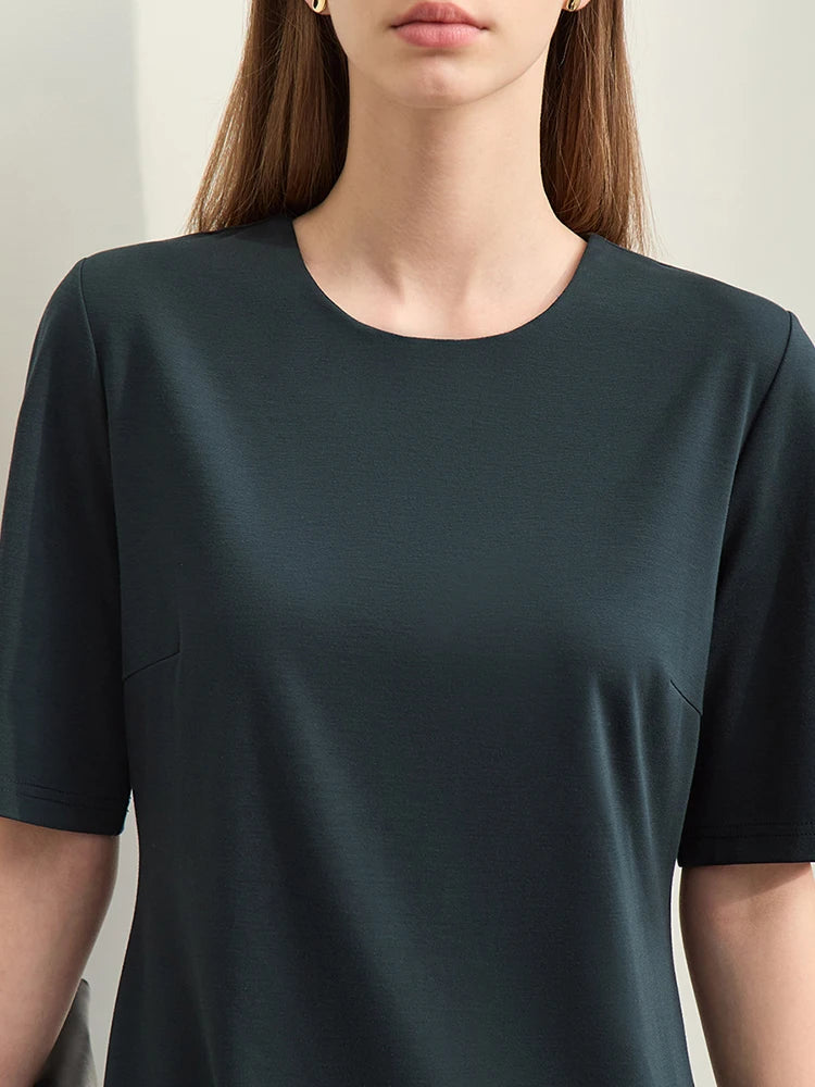 រ៉ូប Amii Minimalism រដូវក្តៅឆ្នាំ ២០២៦ សម្រាប់ស្ត្រី រ៉ូបខ្លី ដៃខ្លី ធ្វើពីក្រណាត់រ៉ូម៉ាំងស្តើង សម្រាប់ធ្វើដំណើរ 12412015
