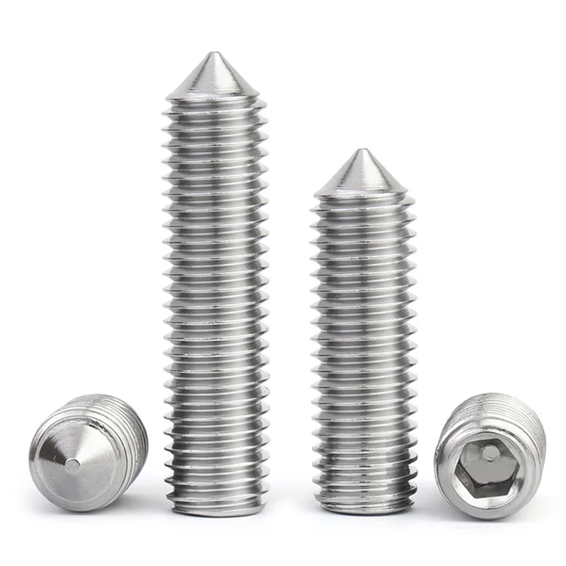 DIVEDEER 1~10pcs DIN914 Hex Hexagon Socket Allen Tapered End Cone Point Set Screw Grub Bolt M2 M2.5~M8 A2-70 304 Stainless Steel