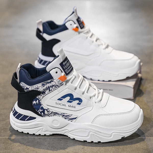 Men's boots spring and autumn new Joker high-top casual boots fashion soft-sole non-slip outdoor youth comfortable sports shoes