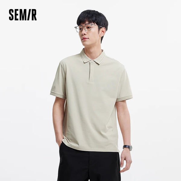 អាវប៉ូឡូបុរស Semir ធ្វើពីសូត្រ Mulberry សម្រាប់អាជីវកម្ម ប៉ាក់ជាមូលដ្ឋាន រដូវក្តៅ ឆ្នាំ២០២៦ ស្ទីលធម្មតា ទន់ ស្រាល ពាក់ការិយាល័យ
