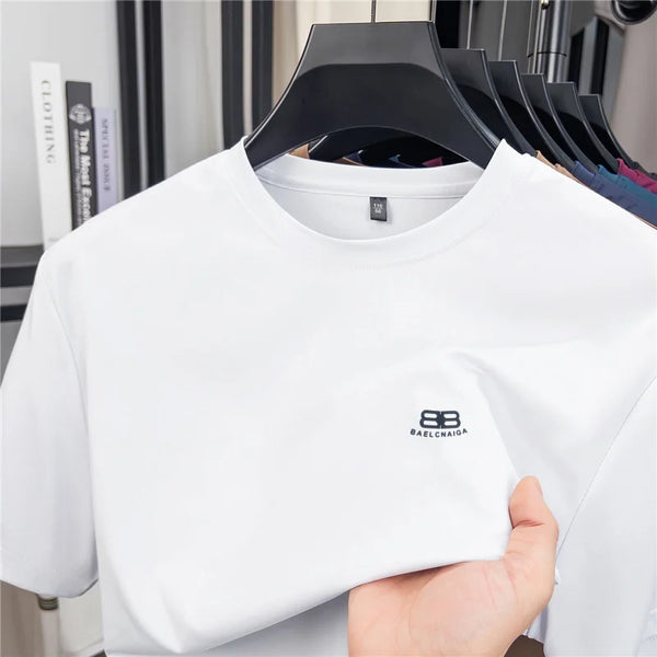 High Quality Man Short-Sleeved T-Shirt Round Neck Letter Print Summer T-Shirt British Style Short Sleeves Ventilate Men's Wear