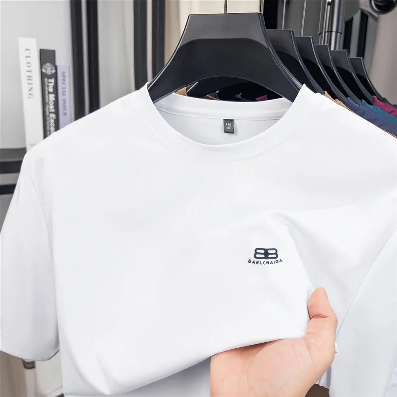 High Quality Man Short-Sleeved T-Shirt Round Neck Letter Print Summer T-Shirt British Style Short Sleeves Ventilate Men's Wear