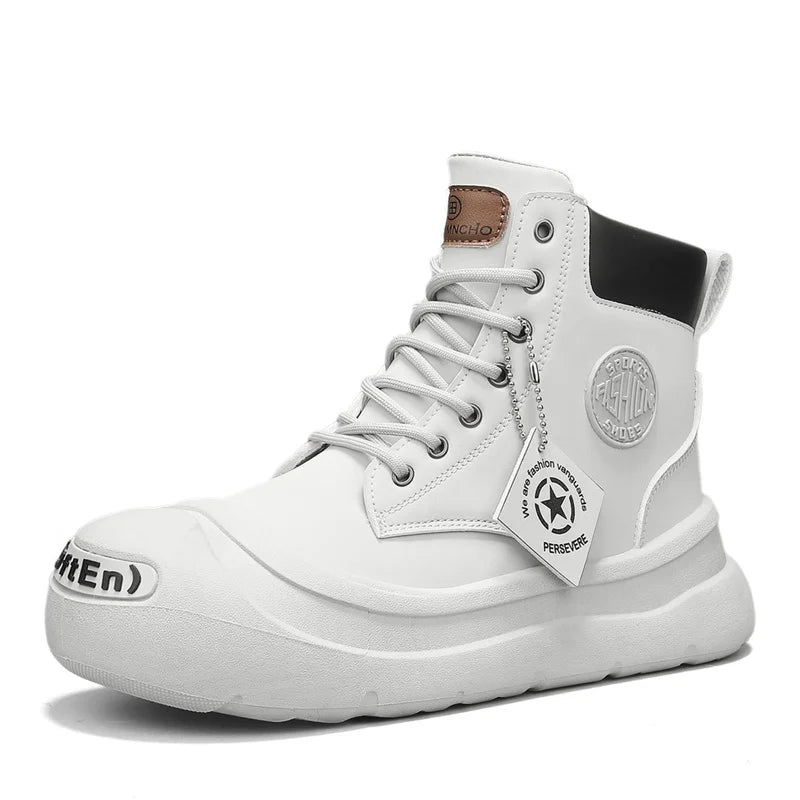Men's Boots Four Seasons New Casual High-Top Boots Soft Sole Anti-Slip Comfort Outdoor Boots Fashion Joker Youth Tide Work Boots