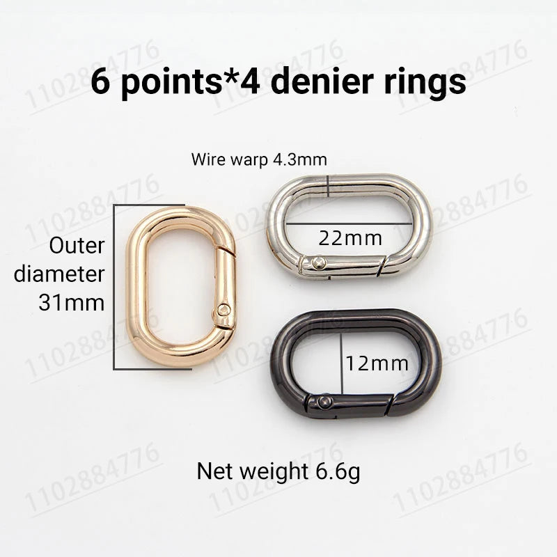 Metal Oval Ring Spring Clasps Hook Buckles Openable Carabiner Keychain 2Pcs Leather Bag Handbag Strap Belt Hooks Dog Chain