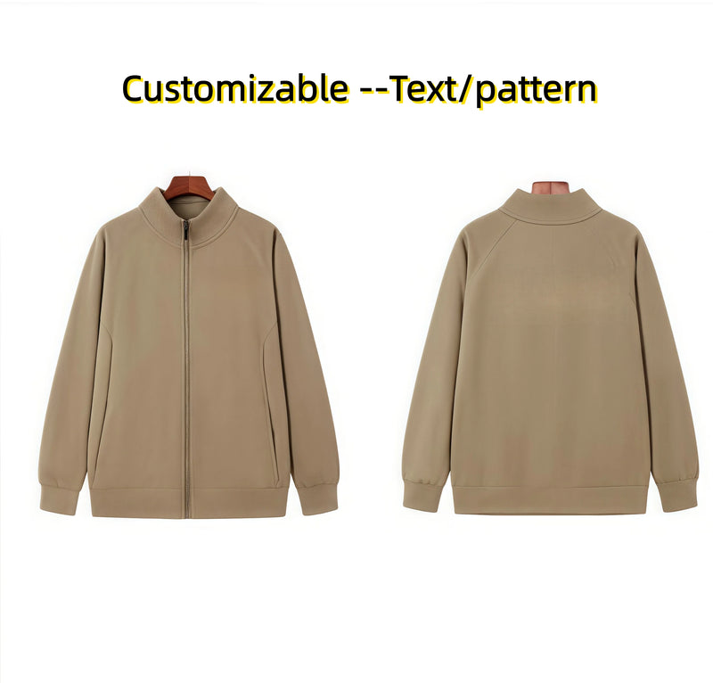 New Oxygen Cotton Super Soft Thick Stand-Up Collar Zipper Sweatshirt with Fleece Lining for Warmth in Autumn and Winter