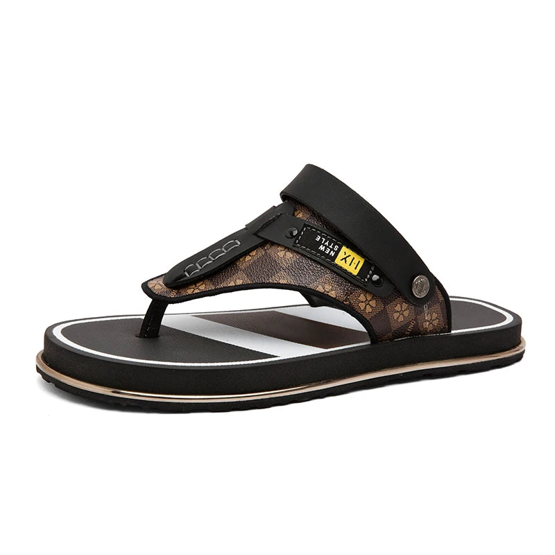 Men's casual flip-flops sandals summer soft-sole anti-slip breathable lightweight outdoor beach shoes fashion dual-use slippers