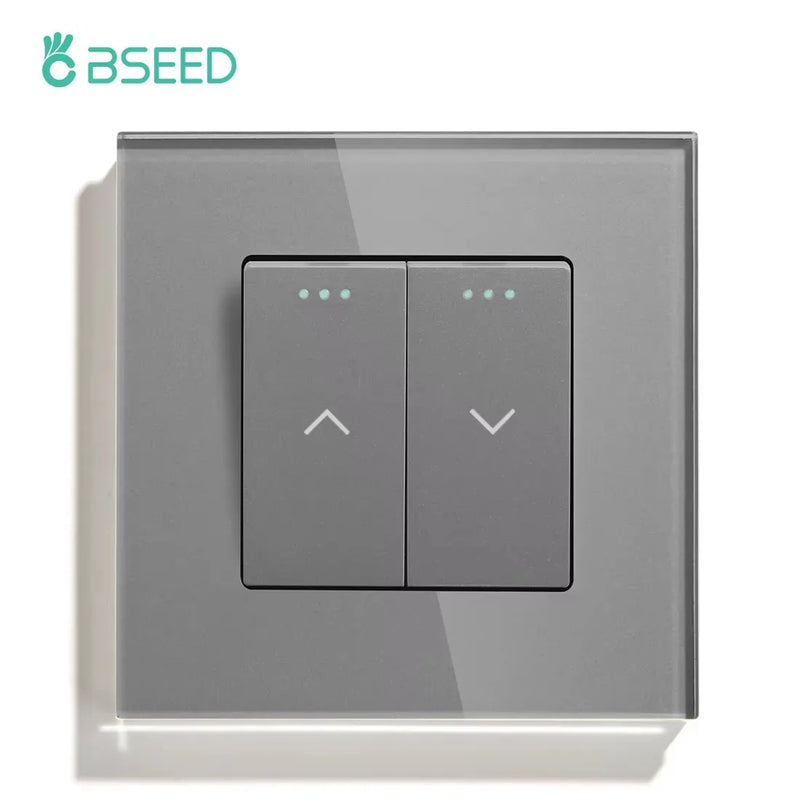 BSEED Mechanical Button Switch Electric Curtain Switch GLass Panel for Blind Curtain White/Black/Gray/Gold Reset Switch
