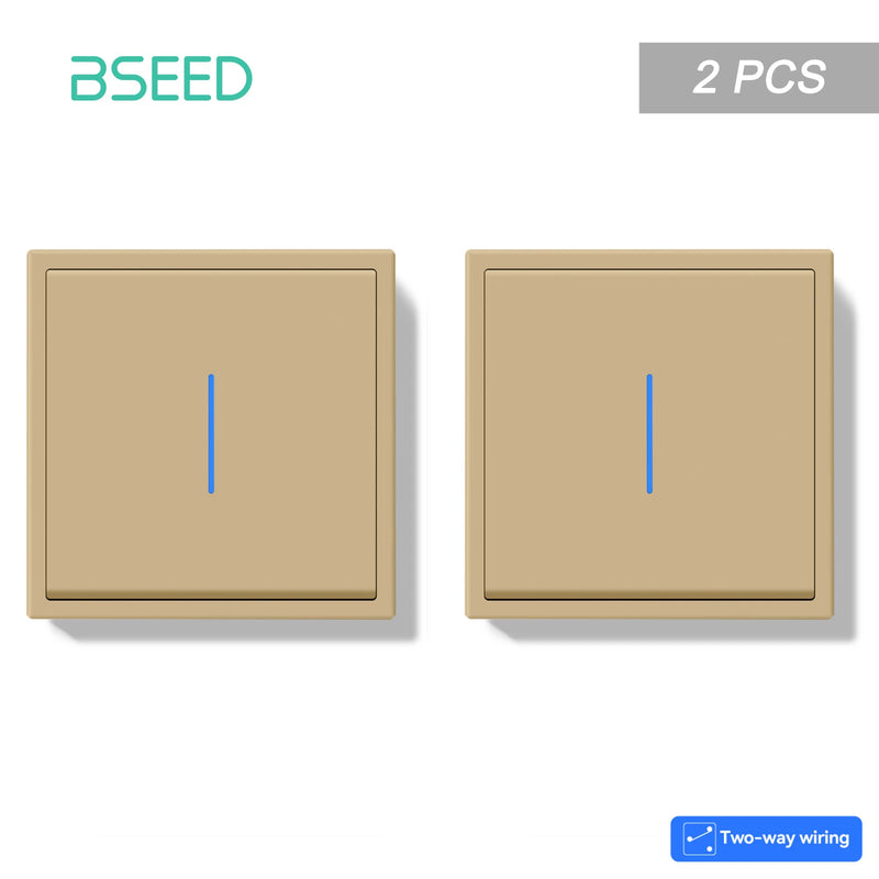 BSEED E Series 1/2/4/8 Packs 1Gang 2Way Button Light Switch Plastic Frame Wall Light Switch On Off For Stairs LED Backlight