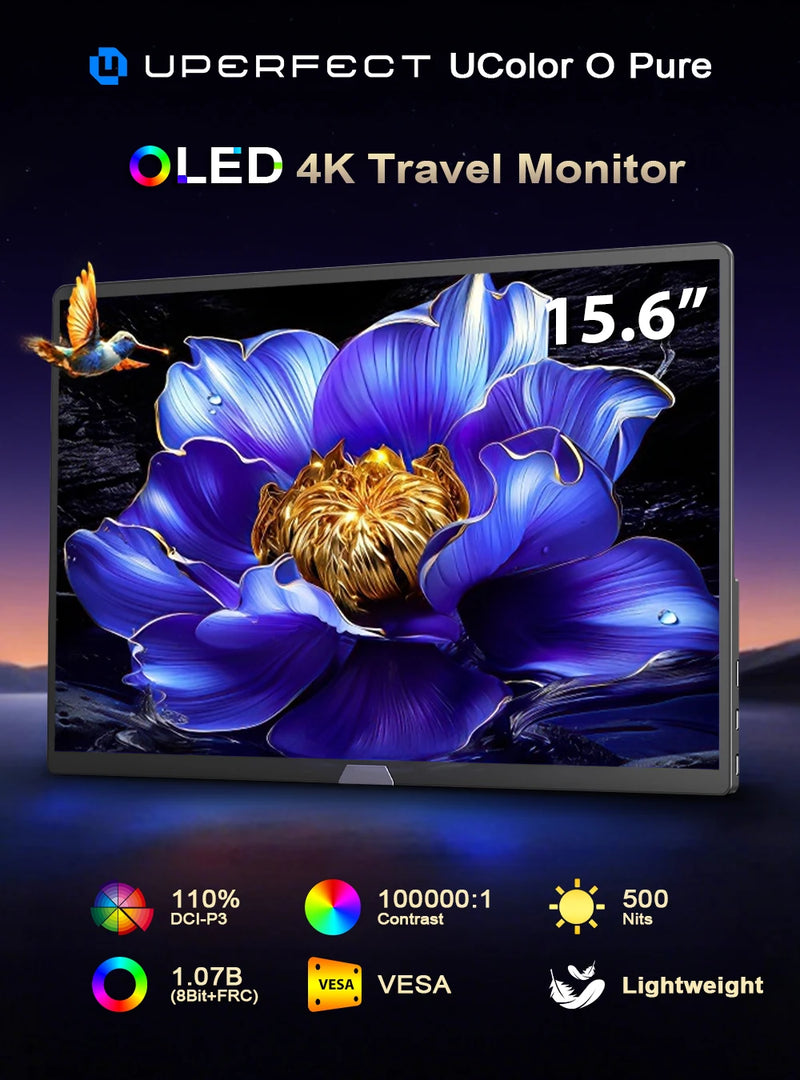ម៉ូនីទ័រចល័ត UPERFECT UColor O2 Pure ទំហំ 15.6 អ៊ីញ 4K 3456*2160P 100% DCI-P3 500Nits សម្រាប់ការិយាល័យ សម្រាប់កុំព្យូទ័រ កុំព្យូទ័រយួរដៃ ទូរស័ព្ទ XBox PS5
