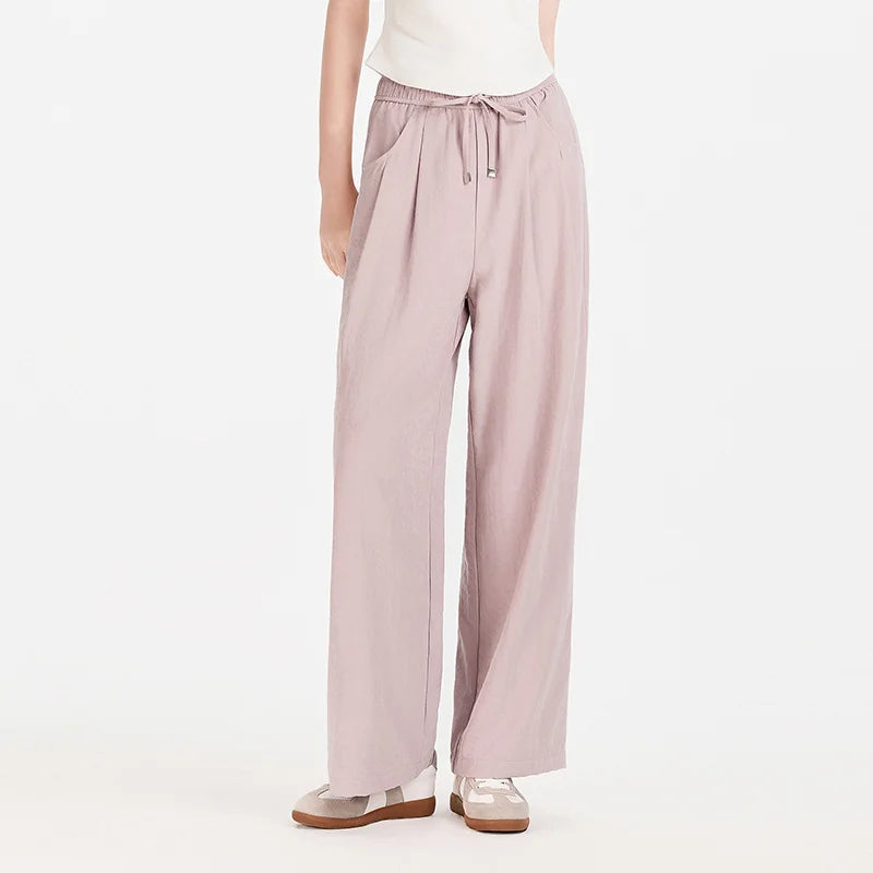 Semir Women Pants Textured 2026 Loose Fit Soft Drape Wide Leg Soft Touch Urban Casual Everyday Style Soft Comfortable