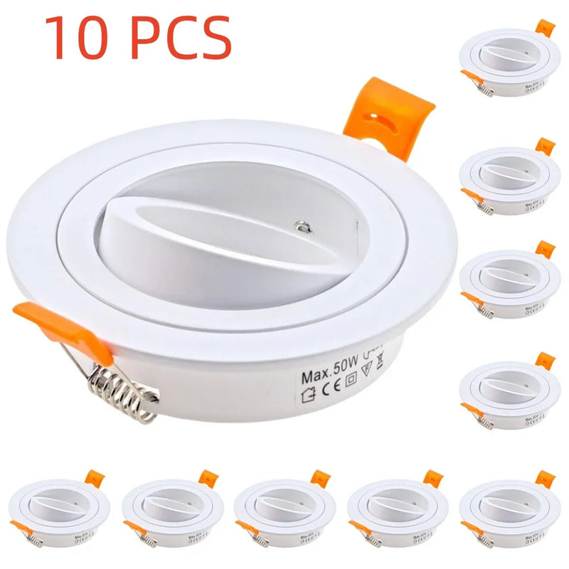 JOYINLED 1/10PCS Round LED Recessed Spotlight Frame GU10 MR16 Adjustable Downlight Housing Ceiling Trim White Black 70mm Cutout