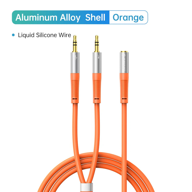 ORICO Headphone Splitter 3.5mm Audio Mic Cable Microphone Liquid Silicone Wire for PC Laptop Headsets Nintendo Switch Speaker