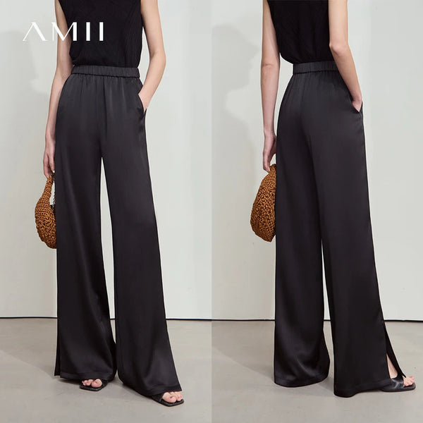 រ៉ូប Amii Minimalist រដូវក្តៅឆ្នាំ ២០២៦ ថ្មី ក O សាទីន ឆើតឆាយ ម៉ូដធ្វើដំណើរ អាវរលុង ខោជើងធំធម្មតា ដាច់ដោយឡែកពីគ្នា 12542042