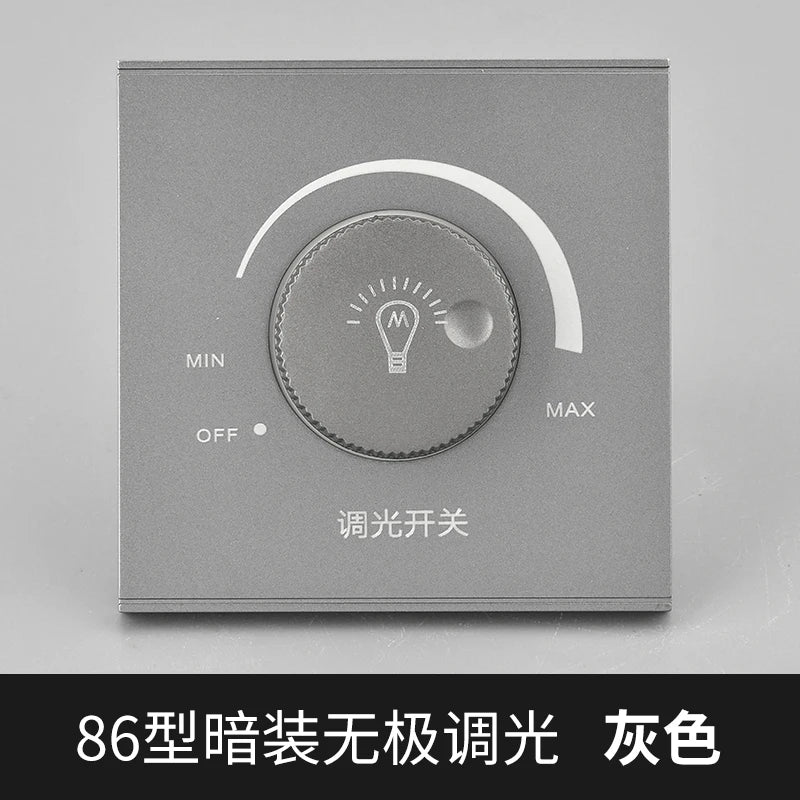 DepoGuye Wall-mounted LED dimmer on/off switch, dimming 15-300W, AC 220V-250V rotary dimmer switch, For dimmable LED lamps