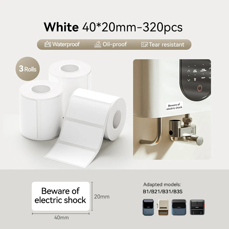 NIIMBOT Thermal Label Paper for B1/B21/B3S/B31 Printer 9 Rolls Set Scratch-resistant Sticker Waterproof Oil-Proof Label Tape