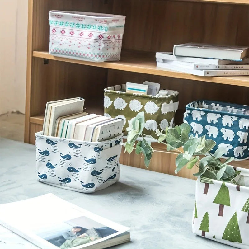 1pc Folding Storage Basket,Desktop Organizer,Storage Container,Shelf Baskets,Miscellaneous Items Organizing Box.storage bags