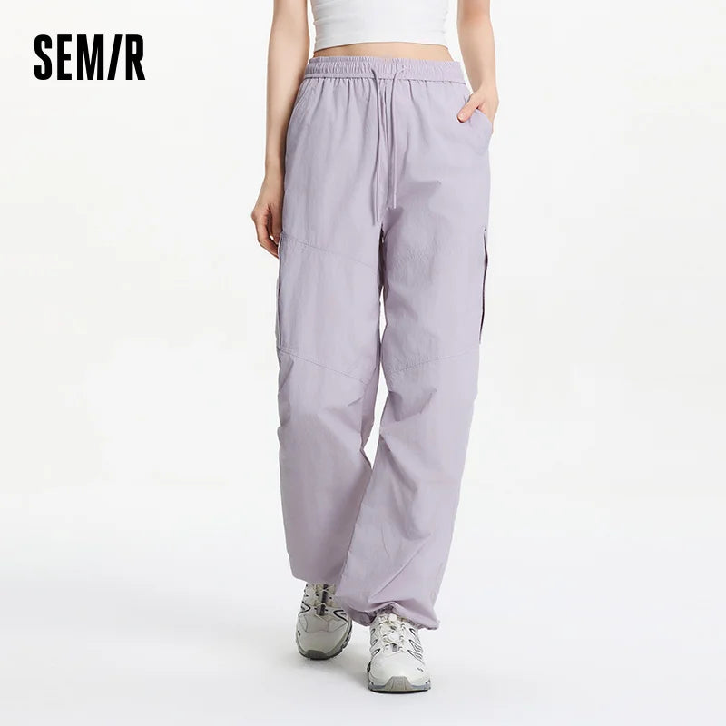 Semir Women Pants Wide 2026 Leg Knitted Loose Fit Elastic Waist Drawstring Urban Casual Everyday Style Soft Comfortable