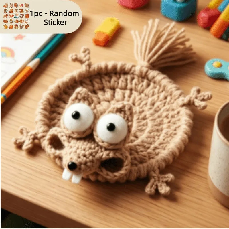 1pc Handmade Crocheted Squirrel Coasters,Suitable for Parties,Family Dinners, Desk Decor, Holiday Table Setting -Fun Gift.