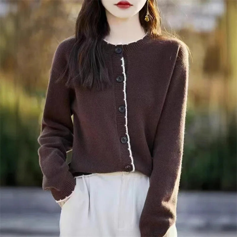 Fashion Spring Autumn Knitting Woman Clothes New Woolen Long Sleeve Tops Buttons Cardigan Coat Knitwear Jacket Female Sweater