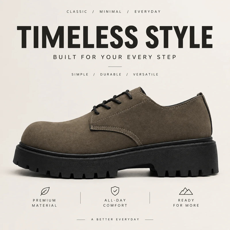 Men's British thick-sole casual shoes four seasons new breathable light soft-sole comfort outdoor business dress walking shoes