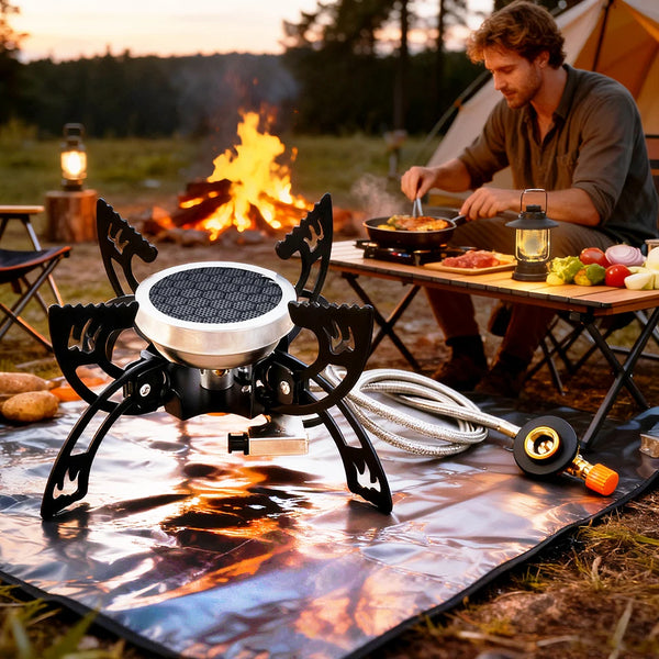 2025 New 4200W Foldable Camping Cooker Burners Wind Resistant Flame Stability Compacts Portable Design for Outdoor Cooking