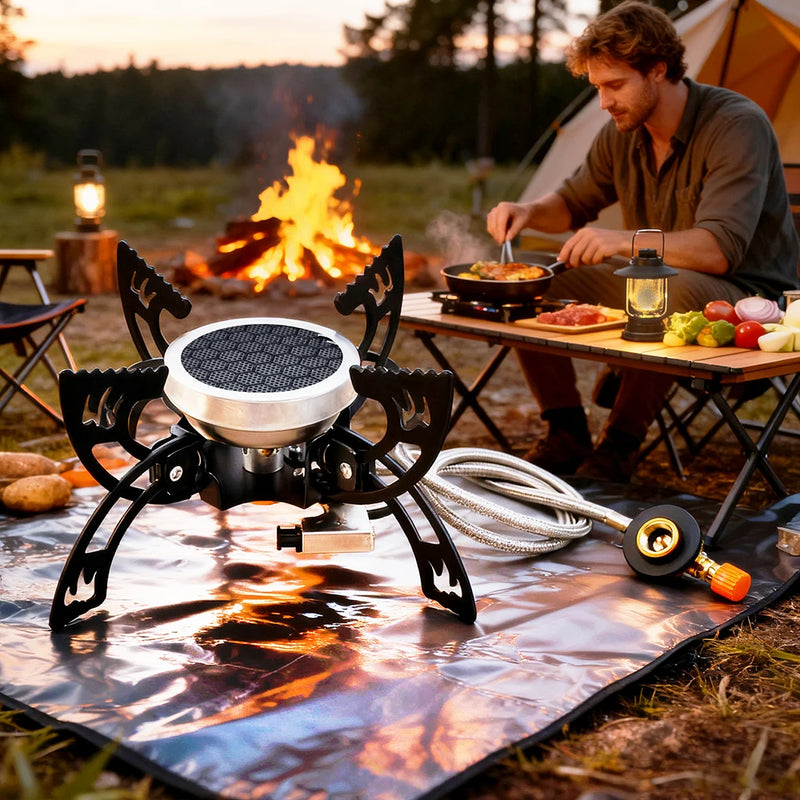 2025 New 4200W Foldable Camping Cooker Burners Wind Resistant Flame Stability Compacts Portable Design for Outdoor Cooking