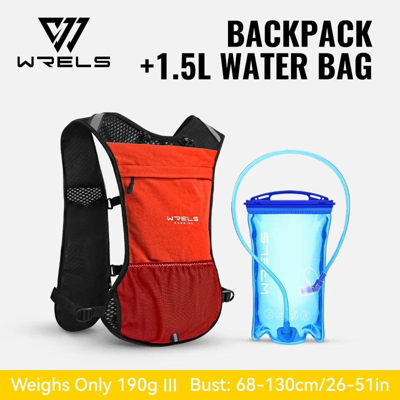 WRELS Running Vest Lightweight Hydration Vest with Water Bladder Hydration Backpack for Marathon Trail Cycling Hiking Jogging
