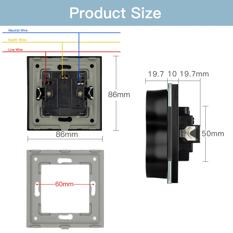 BSEED EU Wall Sockets Function Part European Double Sockets 220v Dual Outlets DIY Module Part Without Glass Panel White Black