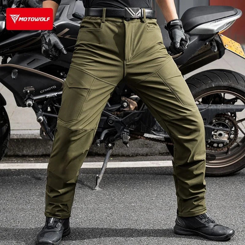 ខោម៉ូតូ Motowolf រដូវរងាក្តៅ CE ខោម៉ូតូ Velvet យឺតសម្រាប់ជិះម៉ូតូ សម្ភារៈការពារការធ្លាក់