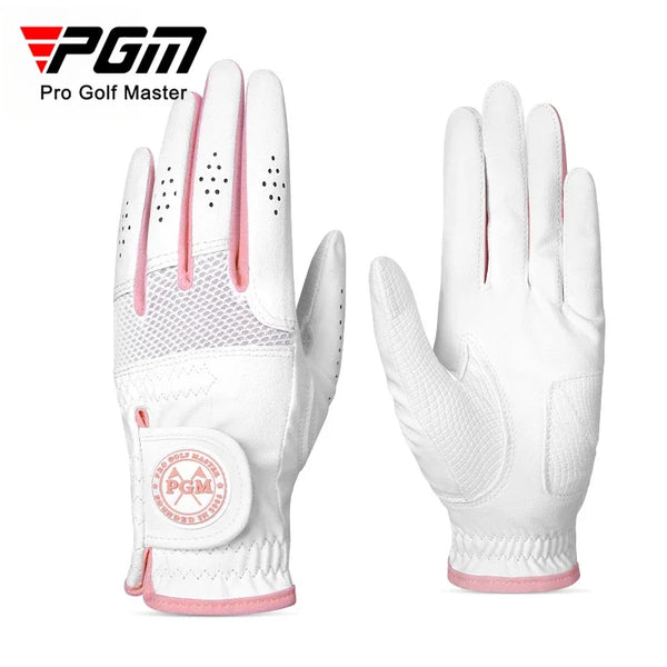 PGM Women Golf Gloves 1 pair Made of Microfiber Fabric Breathable Wear-resistant Anti Slip Soft Color Matching ST031/ST034