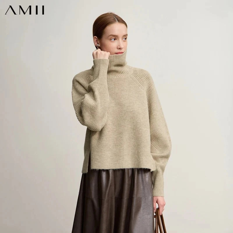 អាវយឺត Amii Turtleneck សម្រាប់ស្ត្រី អាវដៃវែងរលុង ក្តៅ ងាយស្រួលប្រើ ឆ្នាំ២០២៦ រដូវរងា អាវយឺតខ្លីថ្មីសម្រាប់ស្ត្រី 12554056