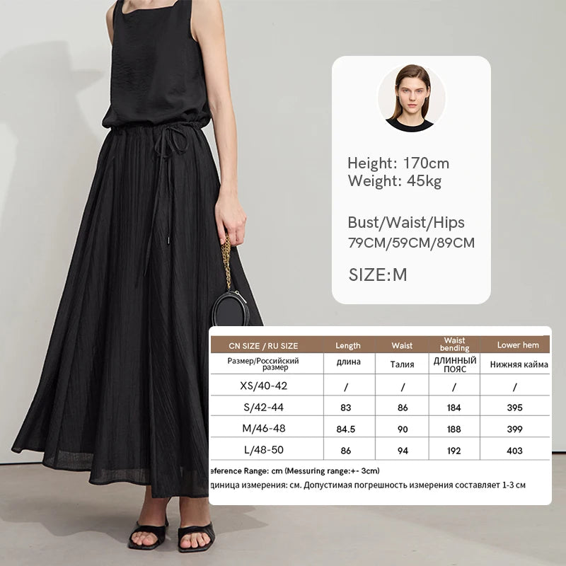 សំពត់ Amii ថ្មី Minimalist ប្រវែងជង្គង់ A-Line សម្រាប់នារី ស្លៀកជាមួយខ្សែចង ពណ៌រឹង អាចលៃតម្រូវបាន ស្ទីលធ្វើដំណើរ សំពត់រលុង 12522025