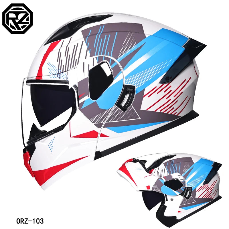 2023 New Arrival Men Motorcycle Professional Racing Flip Up Helmet ABS Material Modular Dual Lens Helmets DOT Certification