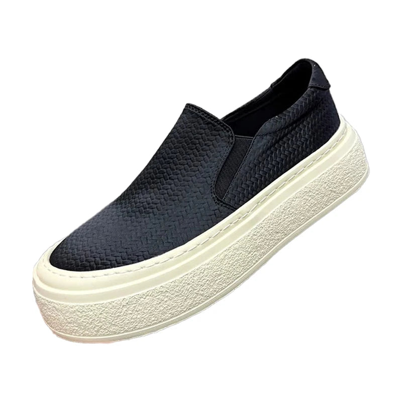 Men's thick-sole slip on casual shoes four seasons breathable light soft-sole anti-slip outdoor versatile walking board shoes