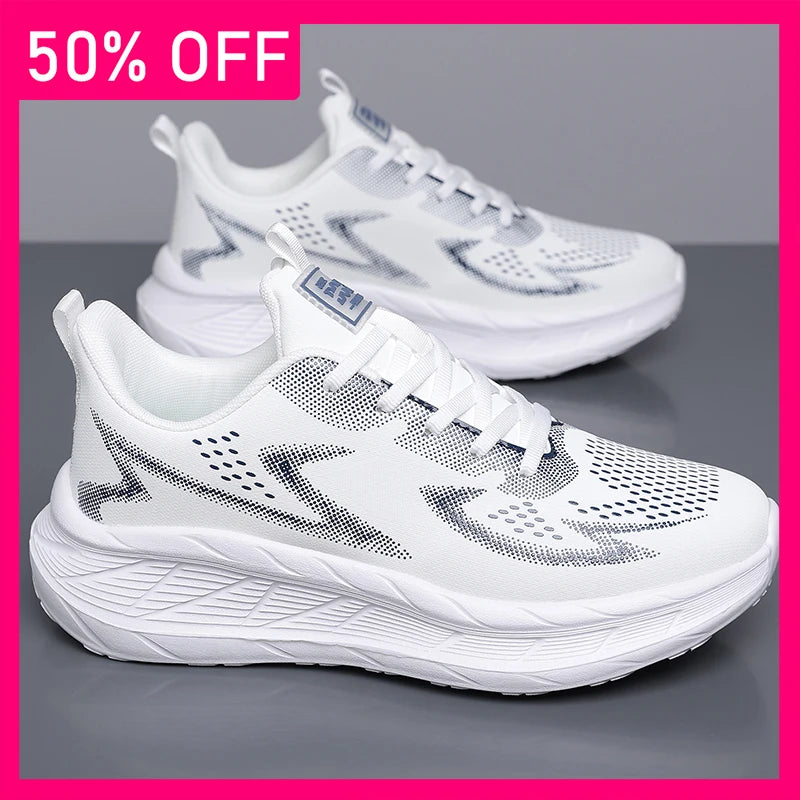 Men Sports Shoes Fashion Lace Up Mesh Breathable Lightweight Autumn Daily Commuting Sports Shoes Comfort Versatile Tennis Shoes