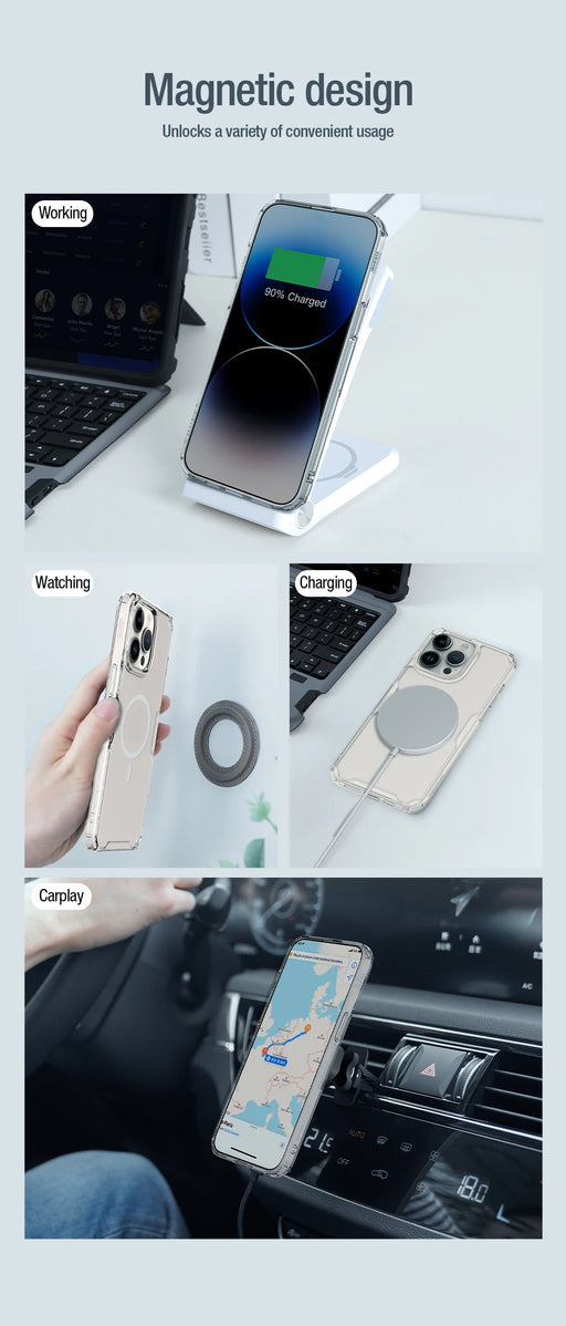 For iPhone 15 Pro Max Magsafe Case NILLKIN Nature TPU Pro Case For iPhone 15 Pro Transparent Clear Soft Silicone Cover