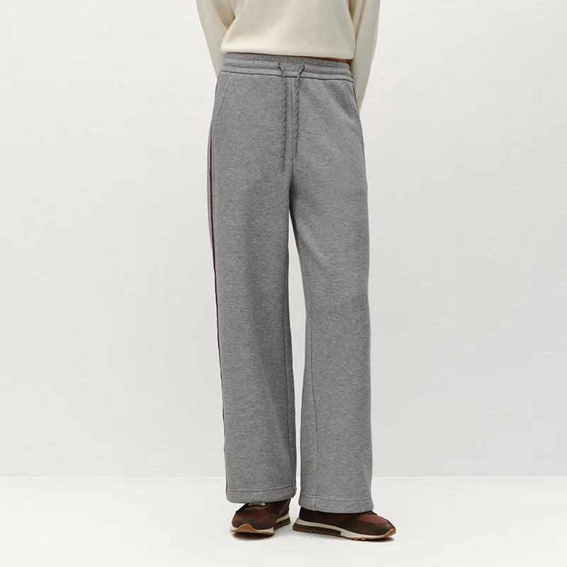 Semir Women Casual Pants Color Block Fleece Lined Wide Leg Sport Style 2026 New Winter Daily Wear Urban Casual Style