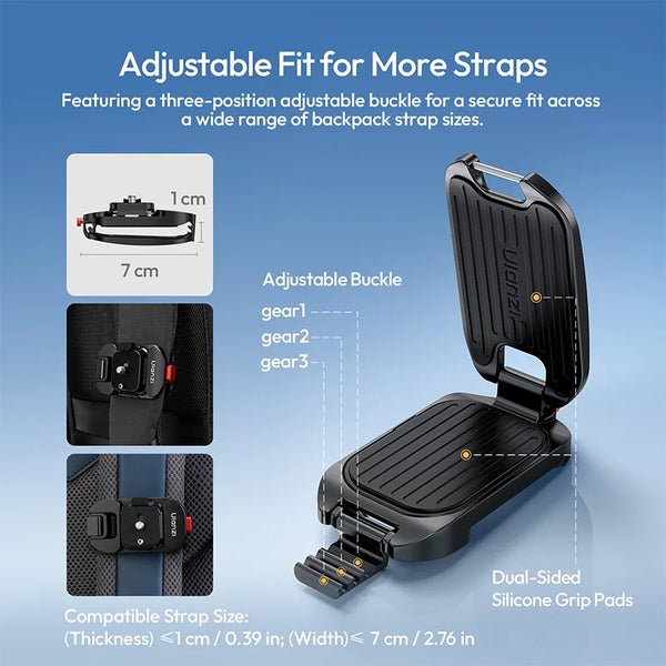 ខ្សែស្ពាយ Ulanzi UKA13 Uka Backpack Strap Mount II ម៉ោនដោះរហ័សសម្រាប់ Canon សម្រាប់ Sony សម្រាប់ Nikon សម្រាប់ DJI Pocket DSLR គ្រឿងបន្លាស់កាមេរ៉ា