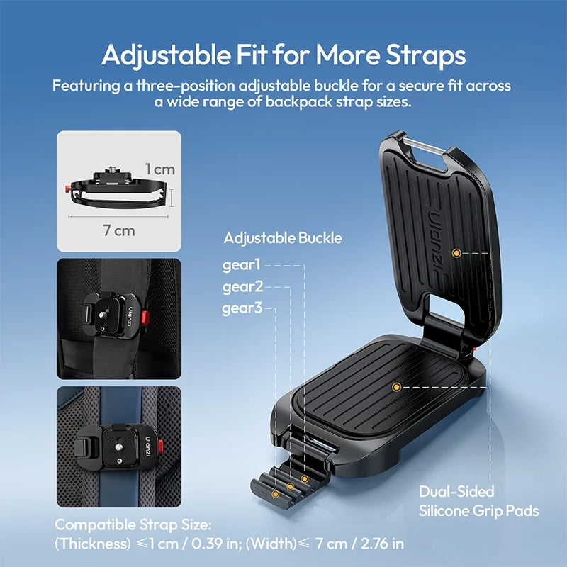 ខ្សែស្ពាយ Ulanzi UKA13 Uka Backpack Strap Mount II ម៉ោនដោះរហ័សសម្រាប់ Canon សម្រាប់ Sony សម្រាប់ Nikon សម្រាប់ DJI Pocket DSLR គ្រឿងបន្លាស់កាមេរ៉ា
