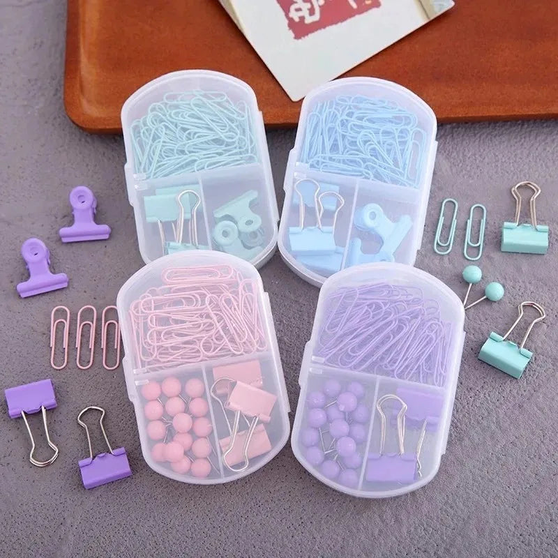 1set 3-in-1 Stationery Set - Cute Paper Clips, Binder Clips & Thumb Tacks Combo for School  Office Accessories, stationery