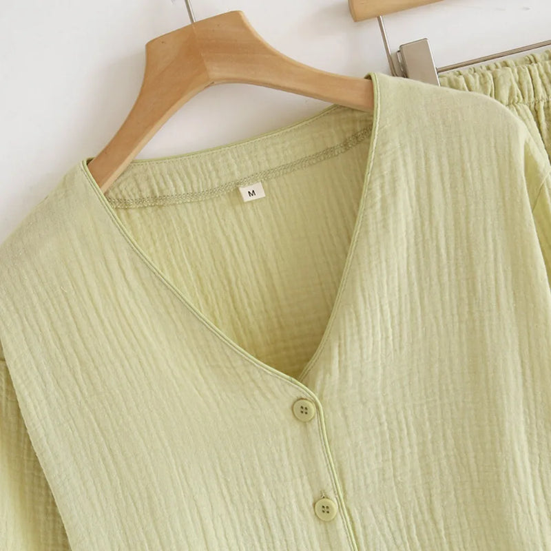 Women's Suit 2 Piece Set Long Sleeve Pajama Night Wear Female New Spring Autumn 100% Cotton Sleep Lounge Pyjamas Set Loungewear
