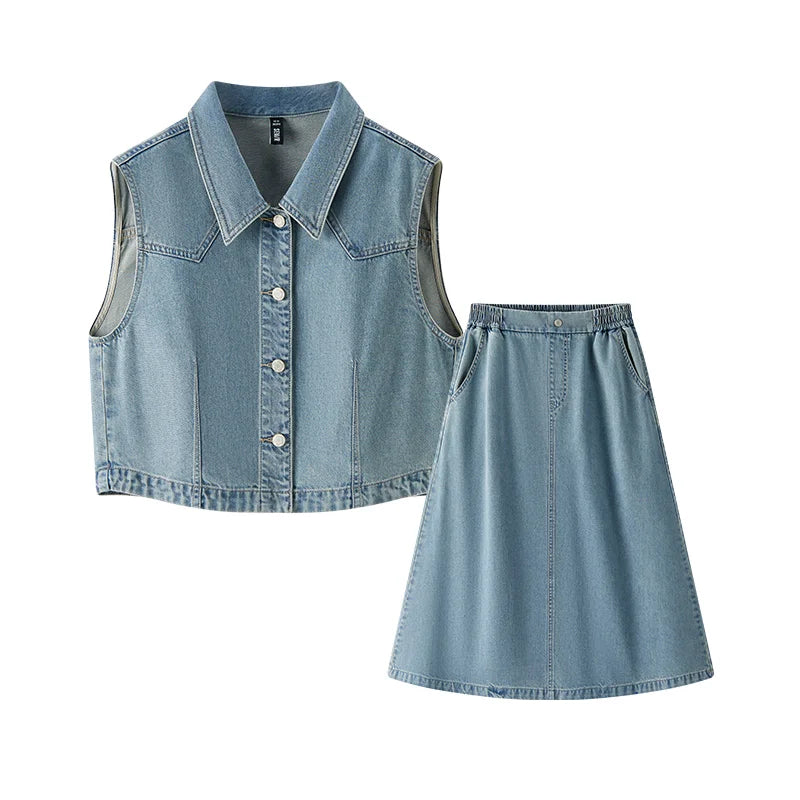 Semir Women Suits 2026 Sleeveless Retro Lapel Collar Shirts & Waist Cinched Urban Casual Skirt Set Everyday Style Soft Daily