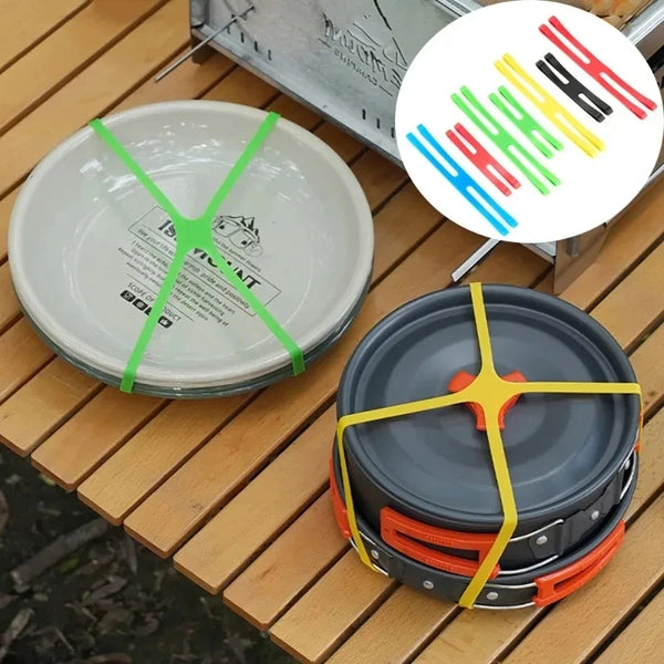 Outdoor Camping Tableware Storage Silicone Elastic Color Tie Cross,for Lunch Box,Dish,Gift Box Packaging,Colorful Cable Ties