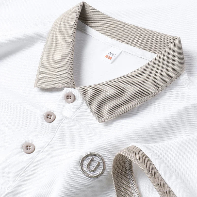 High-End Men Short-Sleeved Polo Shirt Lapel Button Letter Embroidery British Style Summer New Tops Casual Fashion Men's Clothing