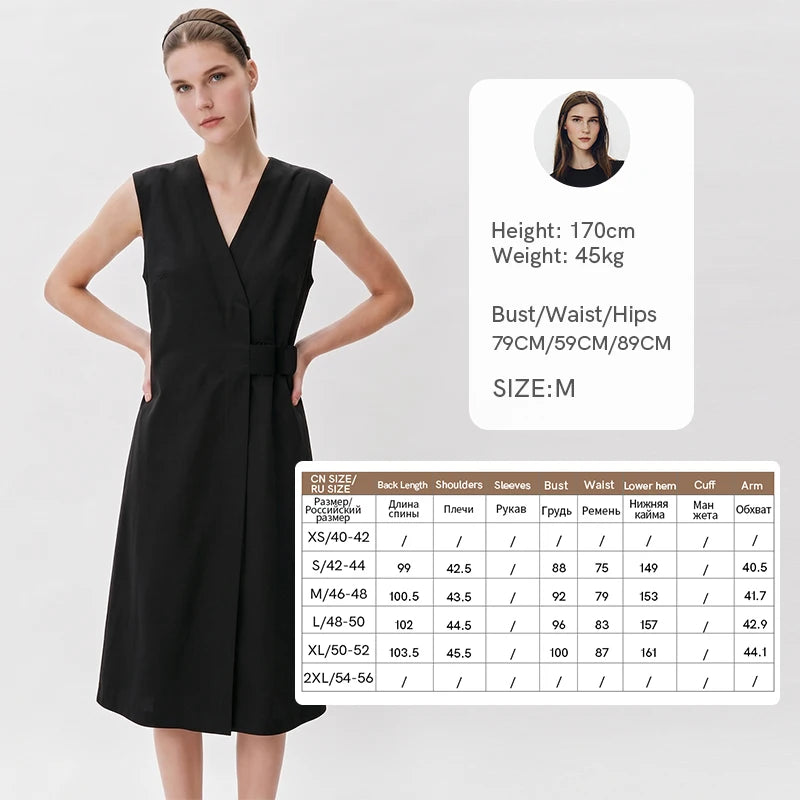 Amii Women's Summer Dress 2026 New Solid Color Loose Simple Elegant Office V-Neck A-Line Midi Women's Casual Dresses 12652058