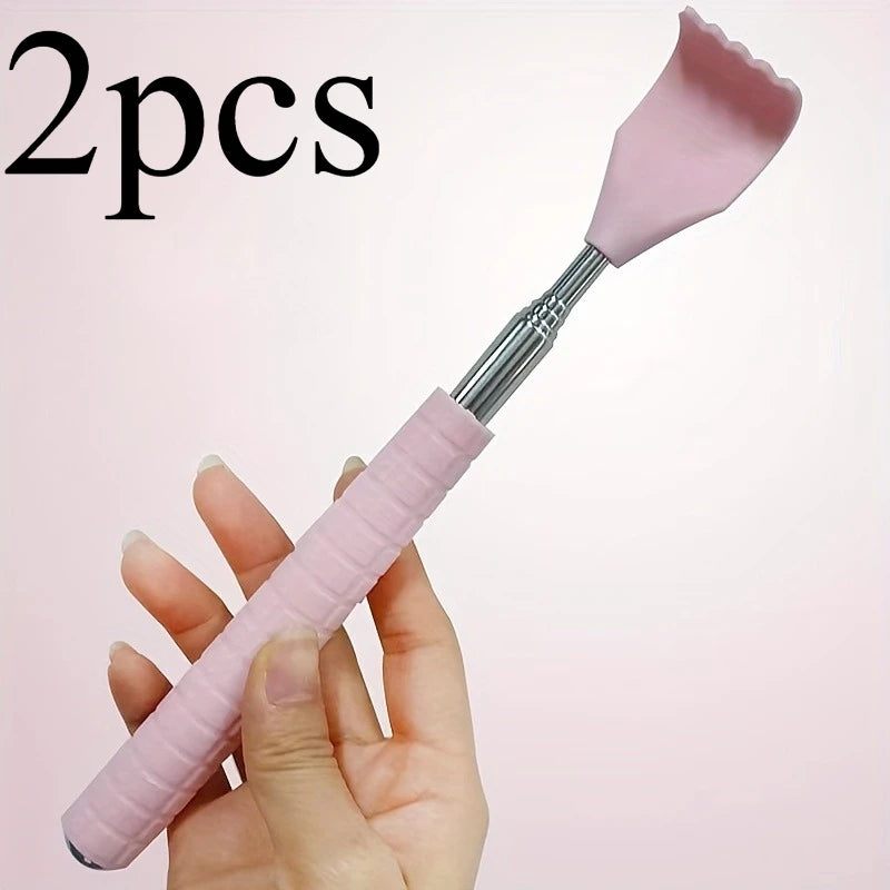 Extendable Back Scratcher, Stainless Steel Portable Telescopic Rubber Handle Back Scratchers，Portable Acupoint Massager scalable