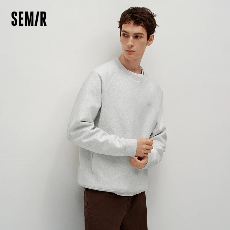 Semir Men Sweatshirt Soft Touch 2026 Winter Casual Style Warm Layer Everyday Wear Clean Silhouette Daily Wardrobe